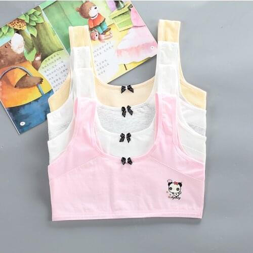 Puberty Kids Vest Sport Tops Adolescent Girls Cotton Training Bra Running Girls Underwear Teen Children Bras for 8-18 Years Olds