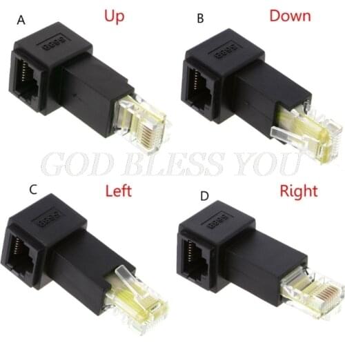 Multi-angle RJ45 Cat 5e Male to Female Lan Ethernet Network Extension Adapter Up/Down/Right/Left Angled Drop Shipping