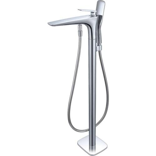 Yi Yu Full Copper Mute Black White Paint Chrome Color Cold Hot Water To Ground Bathtub Faucet Vertical To Ground Faucet