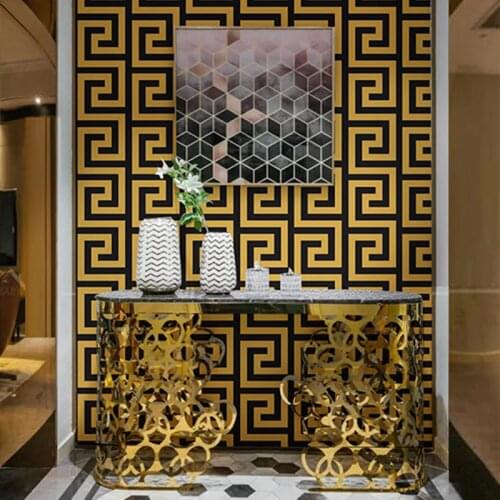 PVC Wallpaper Modern 3D Golden Geometric Wallpaper Roll Living Room Bedroom Art Home Decor Black And White Wall Papers For Walls