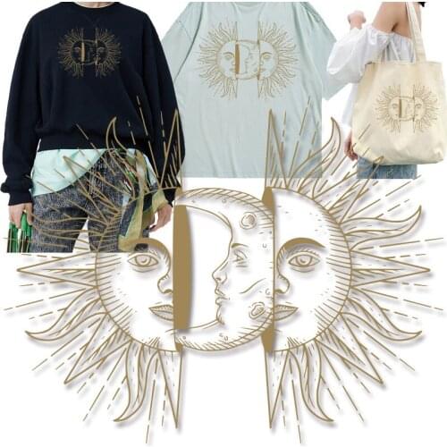 Simple Sun Brief Strokes Iron-on Transfers Patches for Kids Clothing Jacket Character Patch for Clothing