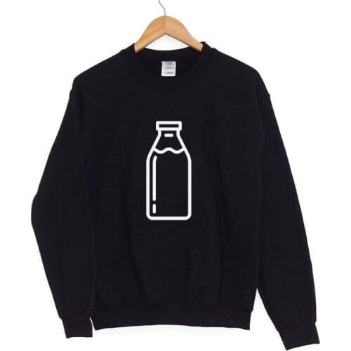 Skuggnas Milk Bottle Letter Print Sweatshirt Spring Fashion Unisex hoodies Jumper harajuku Hipster Black tops Christmas Gift