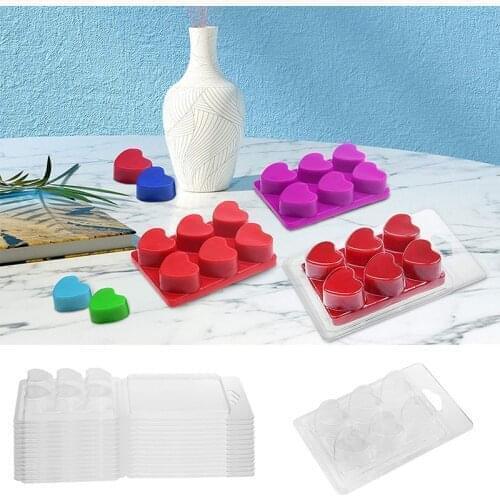 PVC Wax Melt Packaging Box Clear Transparent Heart Shape Clamshells Packaging Mold Wickless Scented Candles Box Container Mold