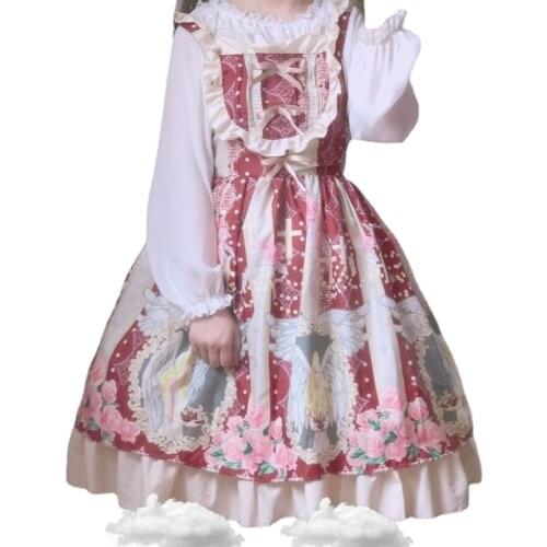 Vintage Kawaii Girls Gothic Lace Wedding Gown Cosplay Princess Dresses Japanese Sweet White Angel Fairytale Lolita Dress