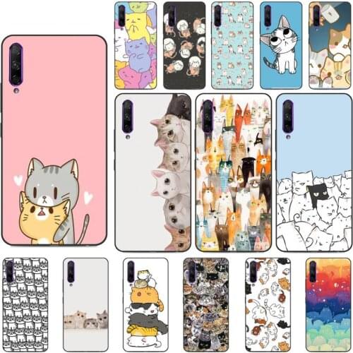 YNDFCNB Cartoon Cat art Phone Case for Huawei Y5 II Y6 II Y5 Y6 Y7 Prime Y7Plus Y9 2018 2019