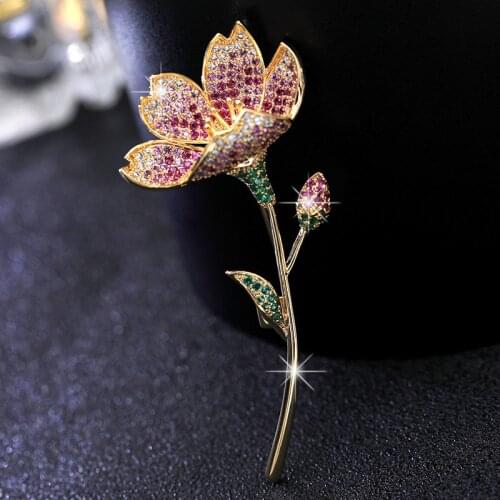 New Korean Flower Brooches Pins Colorful Zircon Brooch Pin Dress Shawl Scarf Broche Fashion Brooch Wedding Jewelry for Women