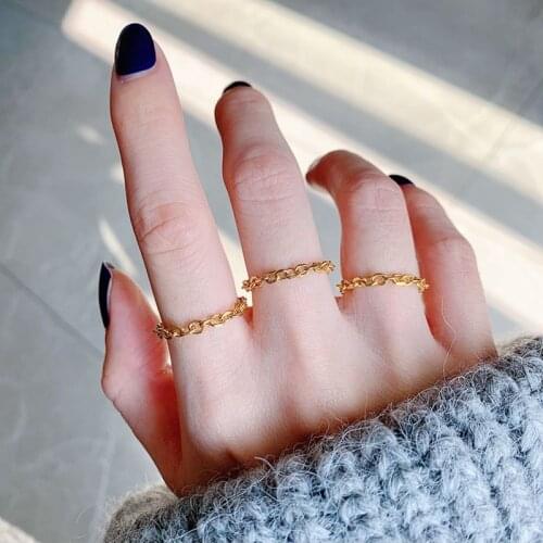 Timeless Wonder Titanium Cute Soft Chained Rings Women Stainless Steel Jewelry Sweet Boho Gold Ins Designer Top Kpop Trendy 2244