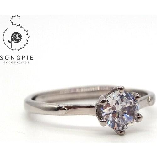 925 sterling silver inlaid ring main stone sparkling anniversary gift for girlfriend