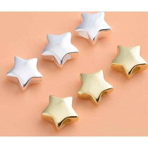 Star pentagram beads S925 sterling silver DIY material accessories handmade bracelet necklace beading accessories