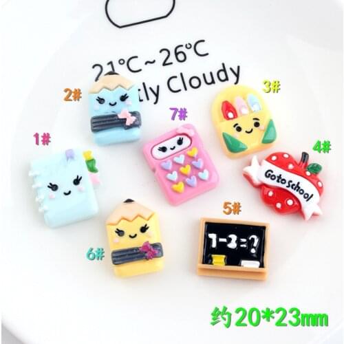 10pcs Resin kawaii cabochon go to school pencil blackboard charms pendant diy jewelry making for bracelet earrings necklace