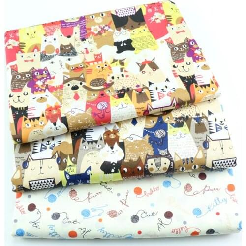 160cm*50cm kitty Line regiment cotton fabric DIY bedding apparel dress patchwork fabric kids handwork cotton cloth tecido