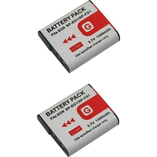 2 Pcs 1300mAh NP-BG1 NP BG1 NP-FG1 NP FG1 Battery For SONY DSC-H3 DSC-H7 DSC-H9 DSC-H10 DSC-H20 DSC-H50 DSC-H55 DSC-H70 Camera