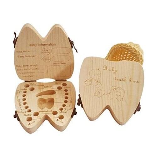 20pcs Baby Girl Boy Tooth Box Organizer For Baby Save Milk Teeth Wood Storage Box Tooth Shape Announcements Collecting lin3878