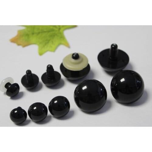 200pcs/lot 14mm-28mm/30mm/40mm/50mm high quality bright full black round toy eyes --size option