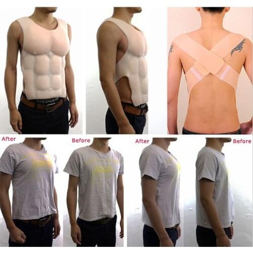 2100g Fake Silicone Chest Muscle Belly Simulation Muscles Body Shaper Men Cosplay Dress Halloween Srong Man Liquid Artificial
