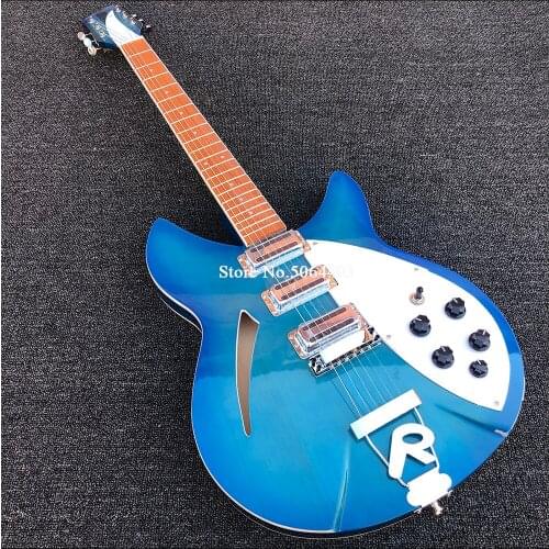 360 electric guitar, 6-string electric guitar, blue paint half-empty core guitar, neck 3-pin, R bridge, real shot