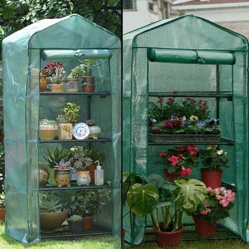 4-tier Mini Greenhouse Replacement Cover Compact Walk In Reinforced Cover Waterproof Cover Outdoor Gardening Agriculture Tools