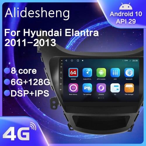 For Hyundai Elantra 2011 2012 2013 Android 10.0 DSP 8 core Car Radio Navigation multimedia Player dvd Stereo Head unit