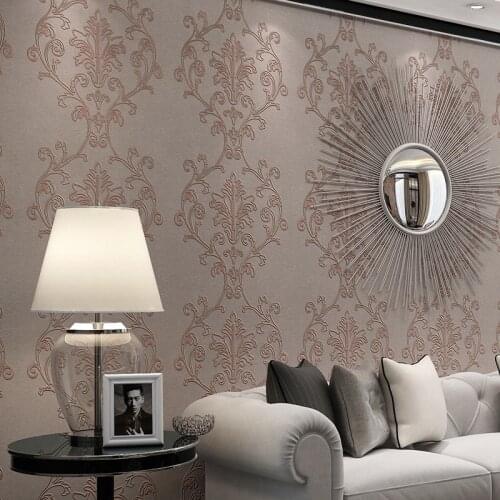 Beibehang Thick 3D Stereo Silk Embroidered Nonwovens Wallpapers Bedroom Living Room Backdrop with Full papel de parede