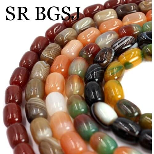 Free Shipping 30%OFF 10x14mm Wholesale Natural Gems Stone Column Jewelry Making DIY Agat Spacer Beads 15"