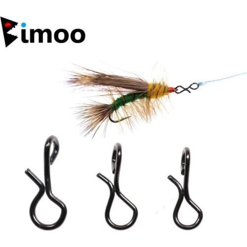 Bimoo 50pcs/bag Fly Fishing Snap Quick Change Black Color High Carbon Steel Connect Snap for Flies Hook & Lures Fishing Gear