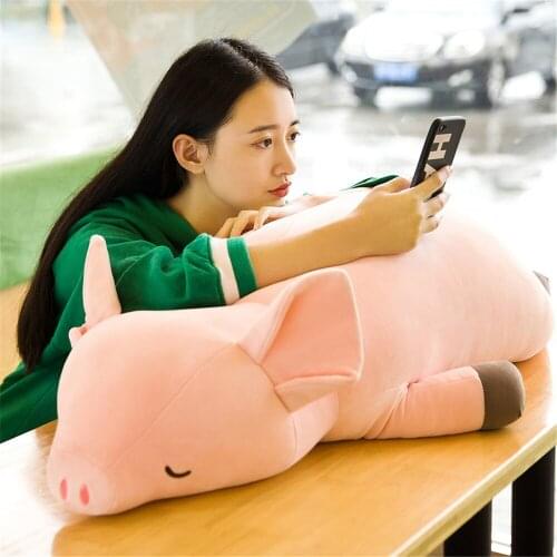 Fancytrader Large Soft Lying Pink Piggy Plush Toy Stuffed Fat Animals Pig Doll Pillow 80cm 100cm 120cm Valentines Day Present