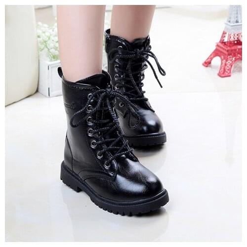 Boys Girls Boots Childrens Winter Boots Shoes Waterproof Martin Boot Ankle For Kids Female Snow Fur Red Black