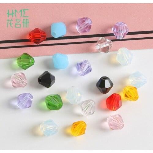 Approx 50pcs 4mm Bicone Austrian Crystal Glass Beads Loose Spacer Beads for Jewelry Making Diy Bracelets Necklace Accessories
