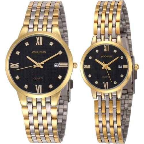 New Couple Watch Men Women Luxury Gold Watches Stainless Steel Quartz Lovers Watches Business relogio feminino relogio masculino