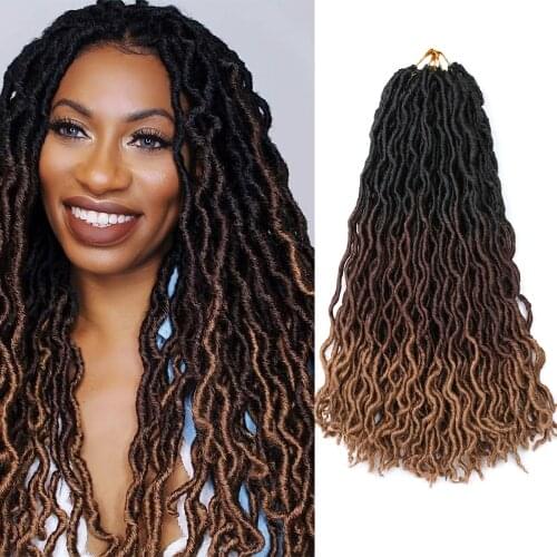 CLong Synthetic Crochet Braided Hair Extensions Goddess Faux Locs Ombre Curly Soft Dreads Dreadlocks Hair For Braiding Hair
