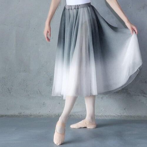 D0826 Lady Ballet Dancing Skirt Female Gymnastic Gradient Soft Mesh Suit Gauzy Dance Customs Teacher Elastic Skirt Dance Costume