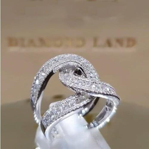 Elegant Twist Clear Wedding Rings For Women Luxury Shiny Zirconia Silver Color Bride Wedding Rings Fashion Jewelry Accessories