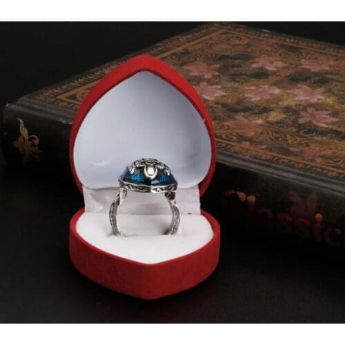 1Pc Velvet Heart Shape Jewelry Display Box Stud Rings Earring Storage Case Box 50PE