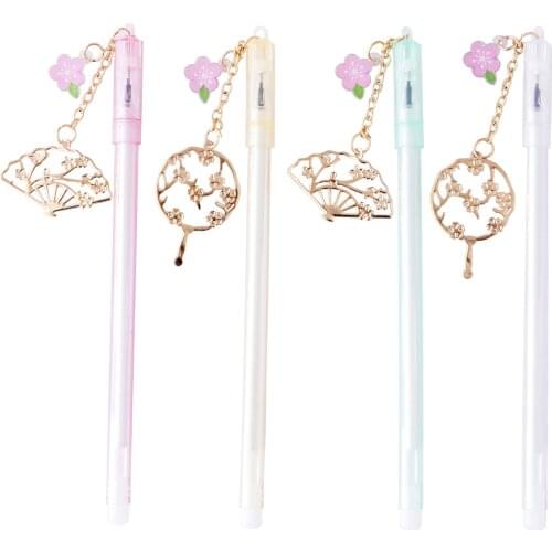 1pc/sell Antique Fan Pen Gel Pens Kawaii School Supplies Office Stationary Photo Album Pens Stationery Gel Ink Pen