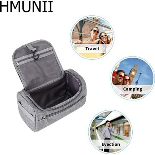 HMUNII Travel Wash Bag Men Women Toiletry Organizer Pouch Hanging Nylon Waterproof Wash Supplies Storage Fashion Cosmetic Bag