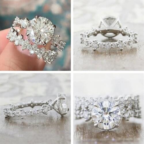 CAOSHI Delicate 2Pcs Set of Rings for Women Full Shiny Zirconia High Cost-Effective Wedding Accessories Luxury Statement Jewelry