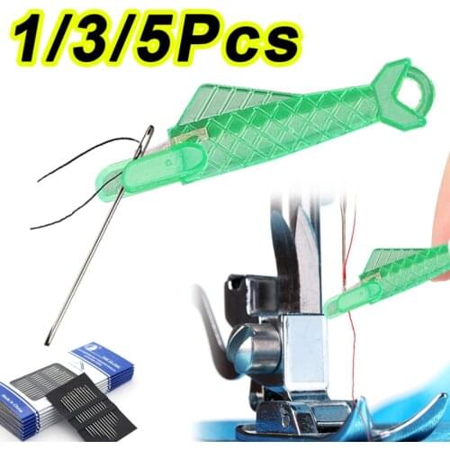 Mini Sewing Machine Needle Threader with Hook Plastic Stitch Insertion Tool Elderly Quick Automatic Changer Craft Accessories