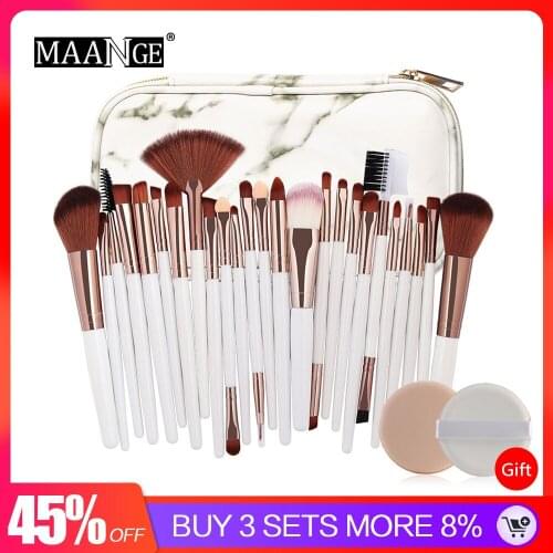 MAANGE 25Pcs Makeup Brushes Set&Cosmetics Bag Foundation Power Eyeshadow eyebrow Lip Fan brush Face Make Up Brush Kit Maquiagem