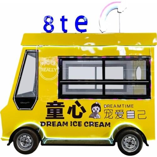 Customizable Electric Mini Food Truck With Bright Color 4 Wheels Fast Mobile Cart Trailer Kitchen Catering Equipment