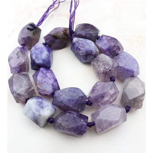 Natural Polyhedron Purple Dragon Veins Agates Stone Beads High Quality Crack Agates Quartz Faceted Loose Gem For Jewelry Making