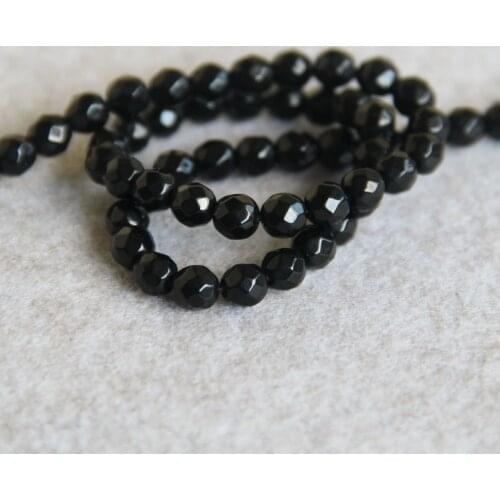 6mm Faceted Natural Black Onyx Beads Round Stone Accessory Parts For Necklace Bracelet 15inch Jewelry Making Design Wholesale