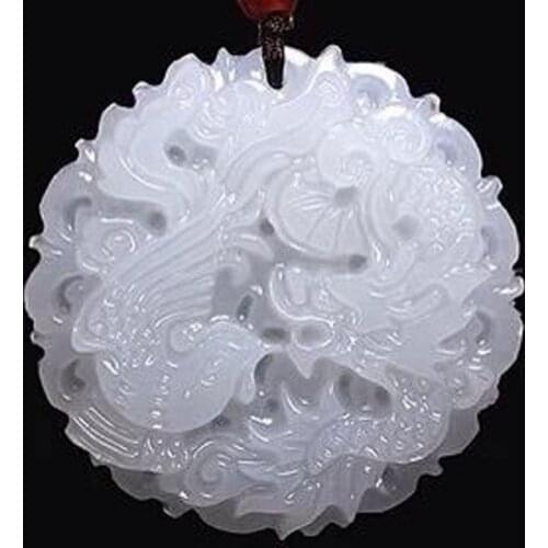 Natural White Jade Necklace Jadeite Fashion Hand-Carved Necklace for Women Pendants Charm Jewelry Fine Accessories