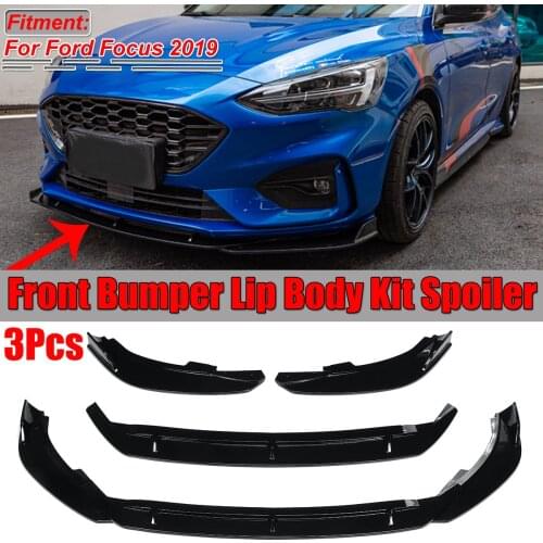 Carbon Fiber Look/ Black ST Car Front Bumper Lip Diffuser Bumper Spoiler Splitters Body Kit Protector For Ford For Focus ST 2019