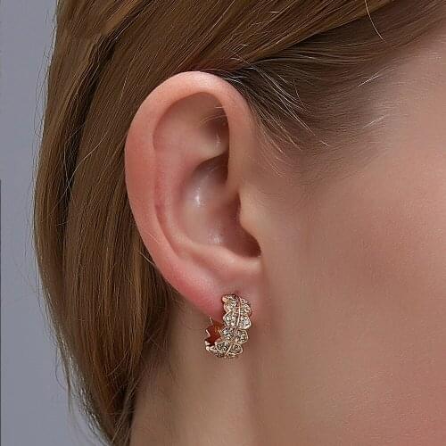 New Fashion Ladies Crystal Leaf Stud Earring Bijoux Statement Stud Earrings For Women Wedding Jewelry Earrings Wholesale