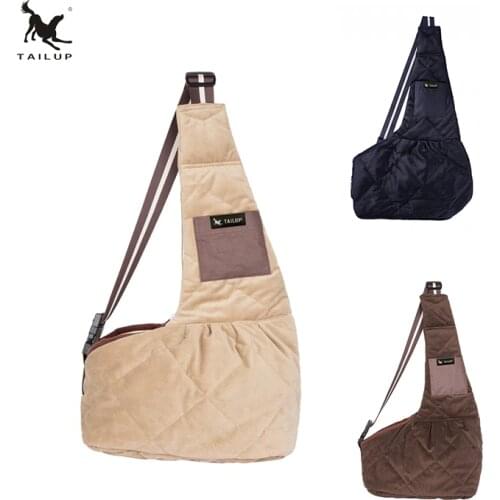 TAILUP New Pet Slings Outdoor Walking Dog Carrier Quilted Velvet Backpack For Carrying Puppies and Small Cats