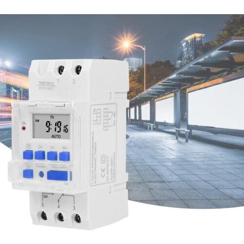 TM919A Time Switch Programmable Plastic Enclosure 16A Automatic Cycle 17 Settings Digital Time Switch for Household Appliances