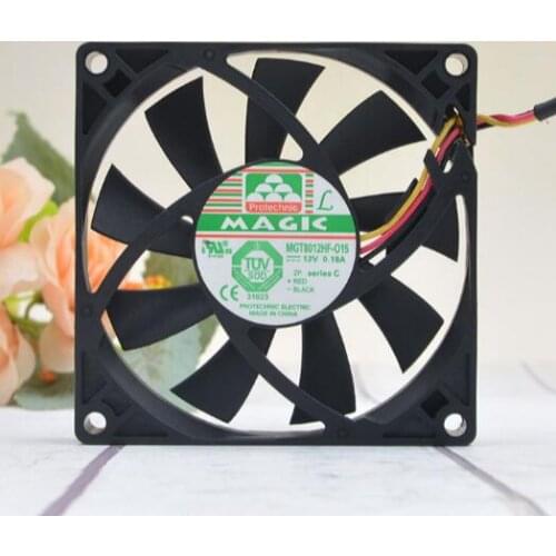 Yongli 8cm 12V 0.18A MGT8012HF-015 8015 three-wire motherboard CPU silent ultra-thin fan