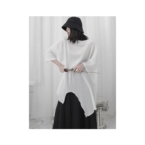 Irregular T-shirt Women O Neck Short Sleeve Free Size Casual Asymmetric Summer Shirt Female 2020 Fashion New Clothes