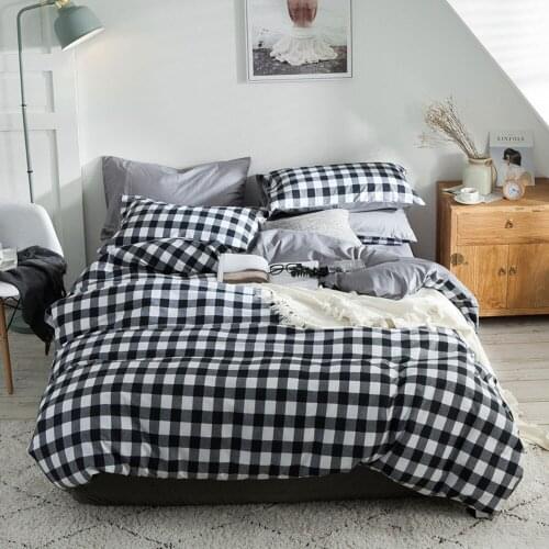 100% Cotton Plaid Duvet Cover Set with Pillowcases Grid Comforter Cover Women Girls Bedclothes Gifts Single Twin Queen King Size