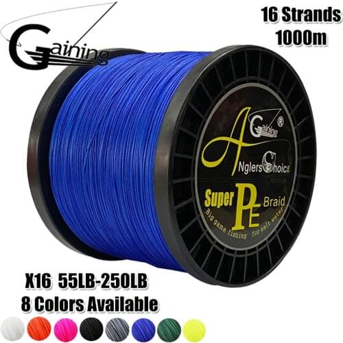 1000m Fishing Braid Line 16 Strands Super Strong Multifilament Braided Line for Saltwater Fishing 55LB-250LB